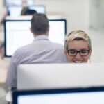 woman at desktop computer