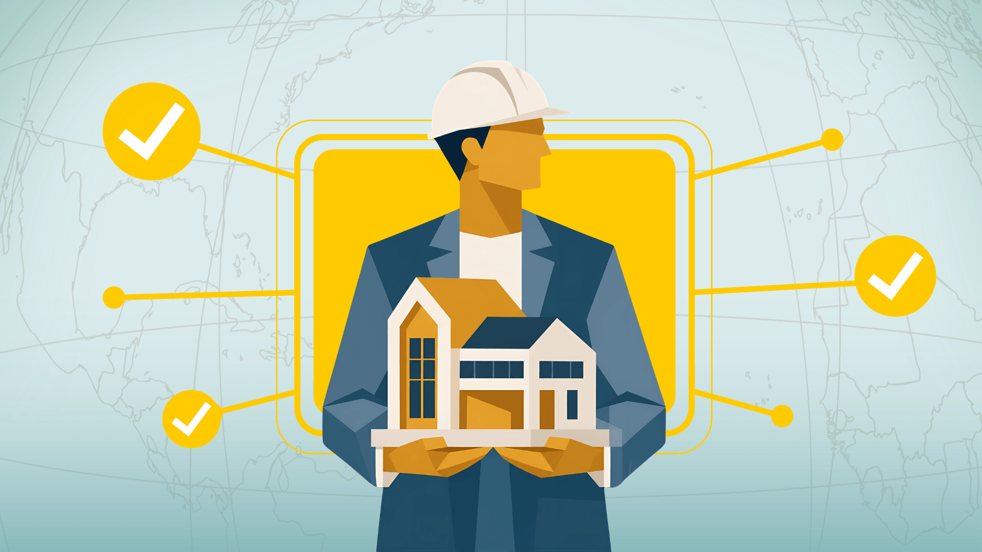 Illustration representing global workforce management, payroll compliance, and reduced business risks across international markets.